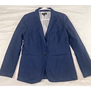 Ann Taylor Blazer Size 8 Blue Single Breasted Stretch Academia Business Office